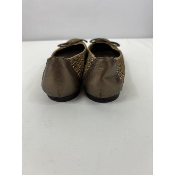 Stuart Weitzman Casino Sequin Ballet Flats Gold 7.5 M Bows - Picture 7 of 9